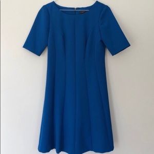Ann Taylor Short Sleeve Fitted Blue Dress Size 0P